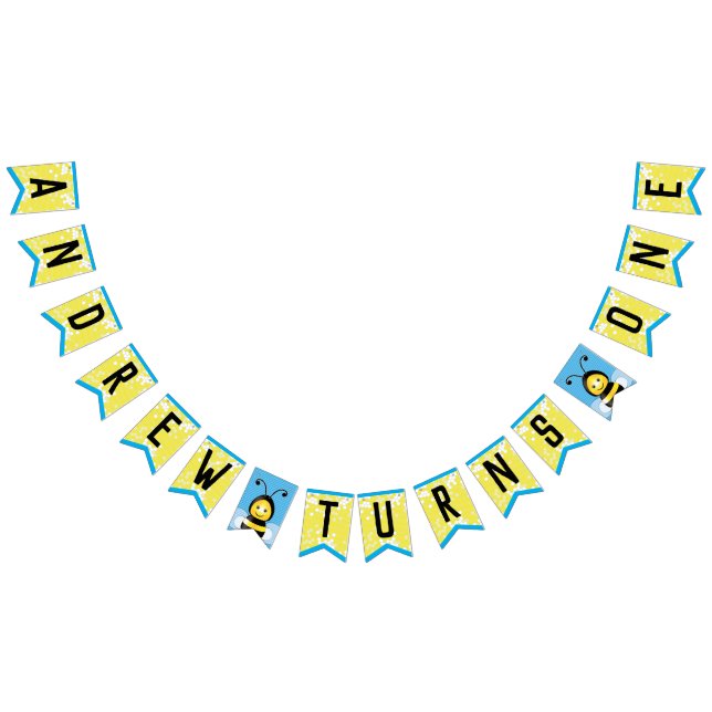 Lycklig Bee Theme Birthday Bunting Flaggor (Alla)