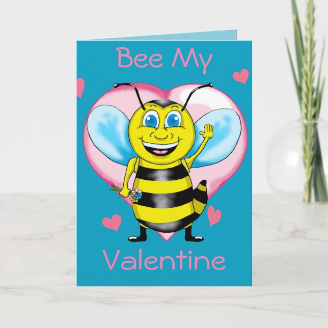 Lycklig Bee Valentines day-kort Helgkort (Framsida)