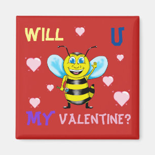 Lycklig Bee Valentines Magnet