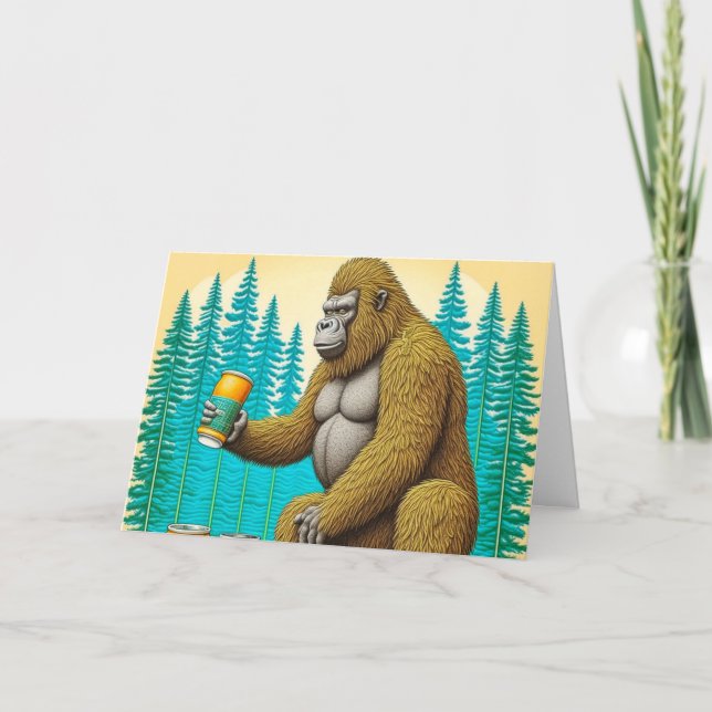 Lycklig Beer day Birthday pun Bigfoot Kort (Framsida)