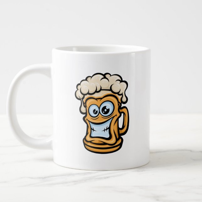 Lycklig Beer Mugg, Lusnyillustration Jumbo Mugg (Vänster)