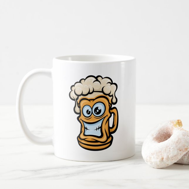 Lycklig Beer Mugg, Lusnyillustration Kaffemugg (Med munk)