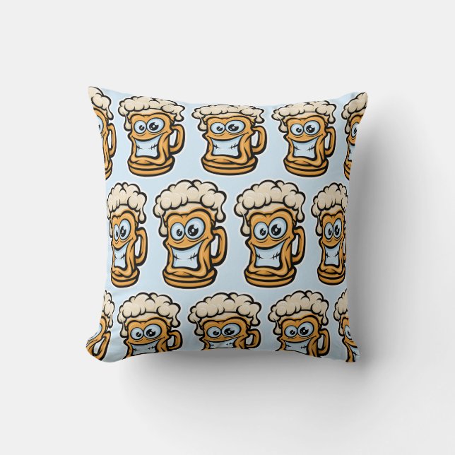 Lycklig Beer Mugg, Lusnyillustration Kudde (Framsida)