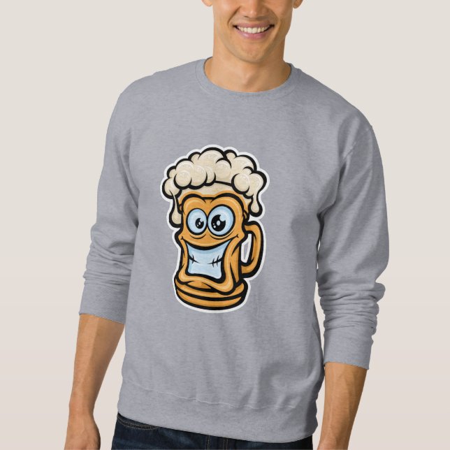 Lycklig Beer Mugg, Lusnyillustration Lång Ärmad Tröja (Framsida)