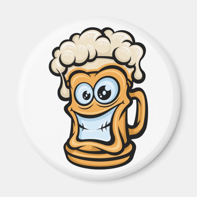 Lycklig Beer Mugg, Lusnyillustration Magnet (Framsidan)