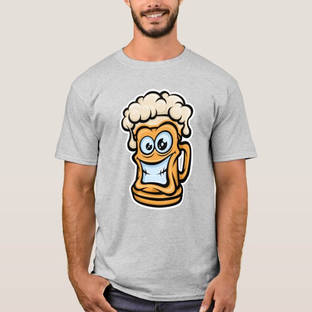 Lycklig Beer Mugg, Lusnyillustration T Shirt (Framsida)