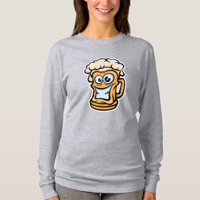 Lycklig Beer Mugg, Lusnyillustration T Shirt (Framsida)