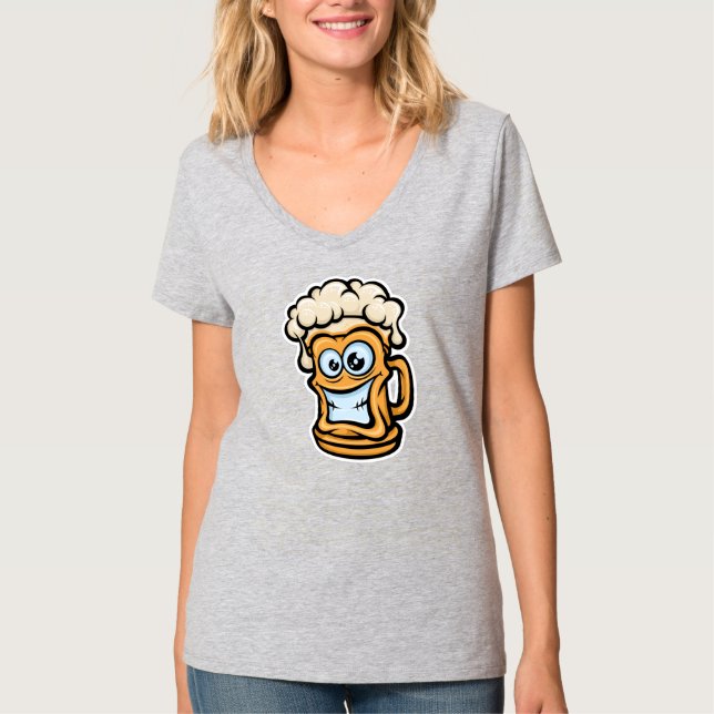 Lycklig Beer Mugg, Lusnyillustration T Shirt (Framsida)