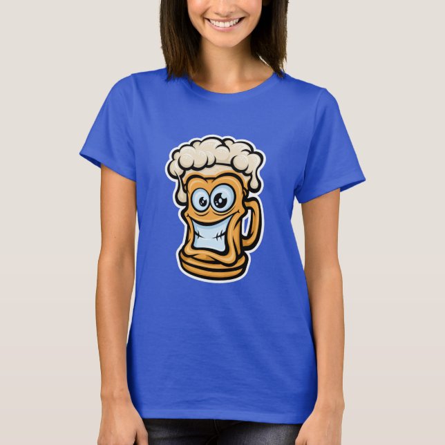 Lycklig Beer Mugg, Lusnyillustration T Shirt (Framsida)