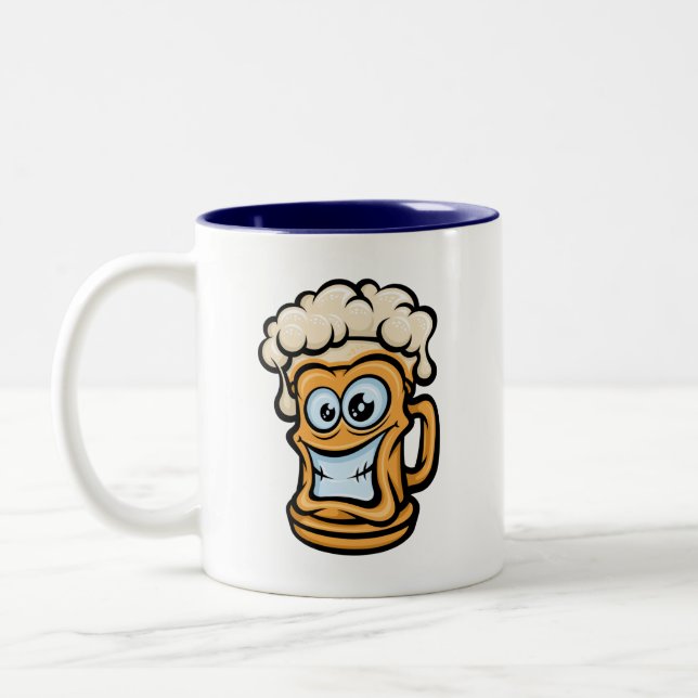 Lycklig Beer Mugg, Lusnyillustration Två-Tonad Mugg (Vänster)