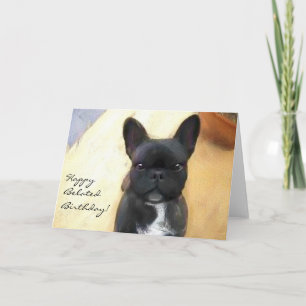 Lycklig Belet Fransk Bulldog art card Kort