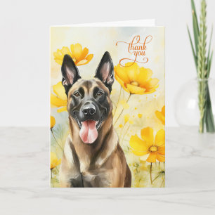 Lycklig belgisk malinois Hund Golden Poppies Tack Kort