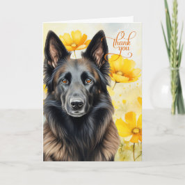 Lycklig Belgiska Tervuren Hund Golden Poppies Tack Kort