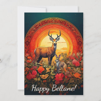 Lycklig Beltane Hjort & Hare Card Julkort