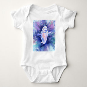 Lycklig Beluga Whale Baby Bodykostym T Shirt