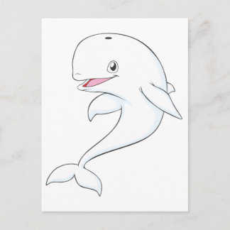 Lycklig Beluga Whale Tecknad Vykort