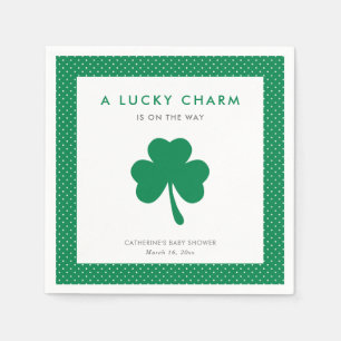 Lycklig berlockbaby shower för irländsk Shamrock Pappersservett