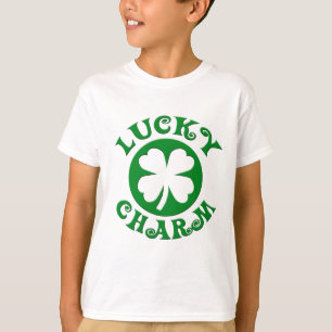 Lycklig berlockgrönt/vit cirklar t shirt