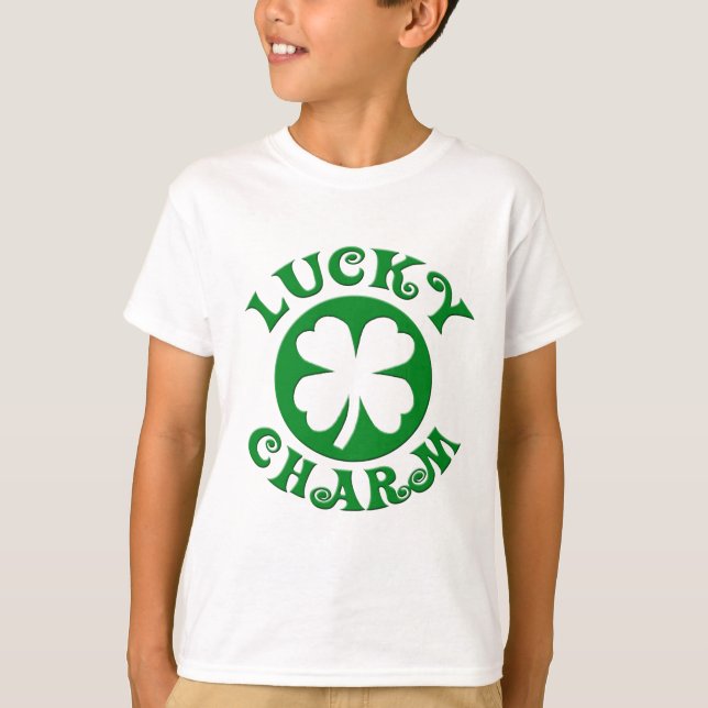Lycklig berlockgrönt/vit cirklar t shirt (Framsida)