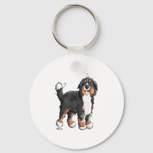 Lycklig Bernese Mountain Hund - Tecknad - Hundar - Nyckelring