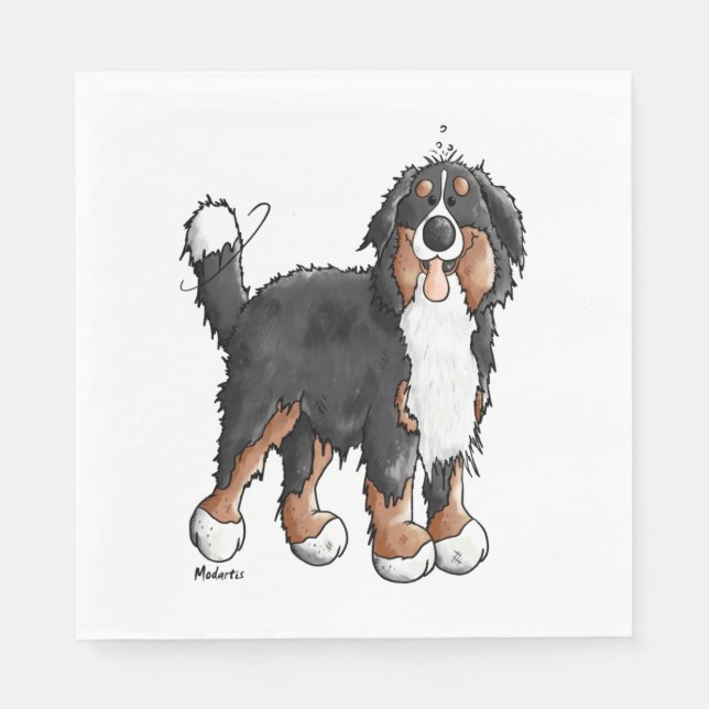 Lycklig Bernese Mountain Hund - Tecknad - Hundar - Pappersservett (Framsidan)