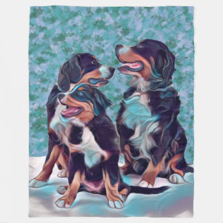 Lycklig Bernese Mountain Hundar Fleecefilt