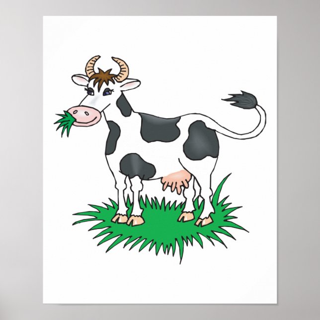 lycklig betande ko poster (Framsidan)