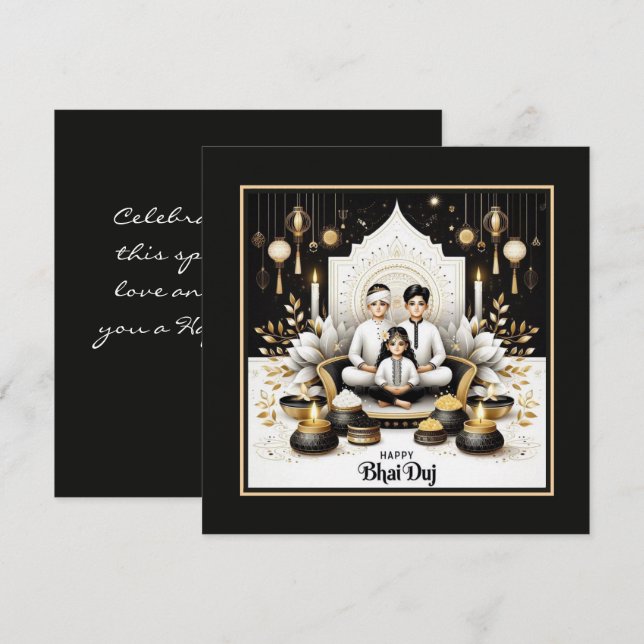 Lycklig Bhai Duj Kort (Fram/baksida)