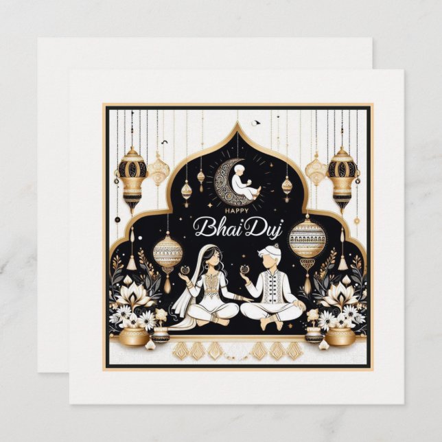 Lycklig Bhai Duj Kort (Fram/baksida)