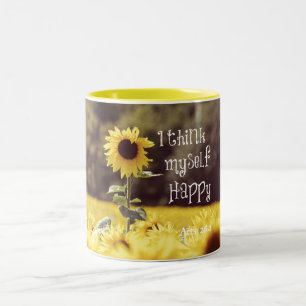 Lycklig Bible Verse med solblommor Två-Tonad Mugg