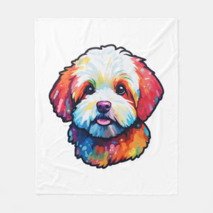 Lycklig bichon frize fleecefilt