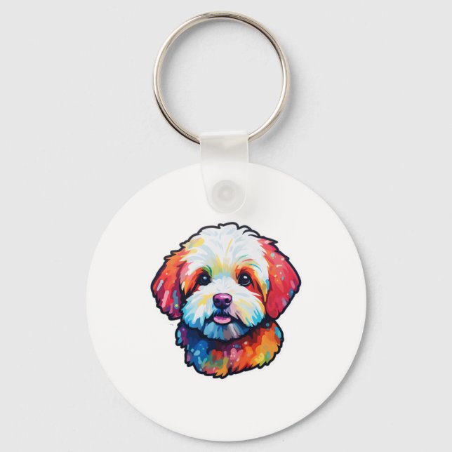 Lycklig bichon frize nyckelring (Framsida)