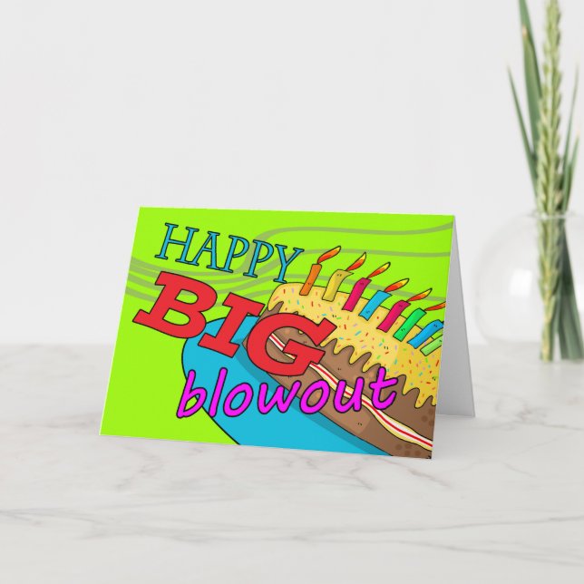 Lycklig Big Blowout Birthday Kort (Framsida)
