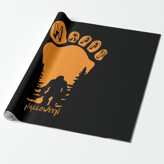 Lycklig Big Foot Halloween Presentpapper (Utrullad)