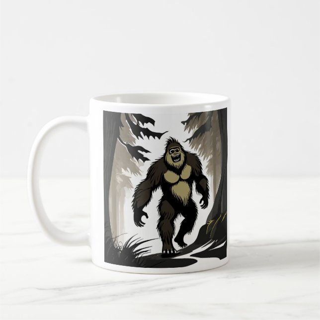 Lycklig Bigfoot i Skogen Kaffemugg (Vänster)