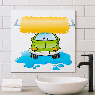 Lycklig bil Tvättar Poster