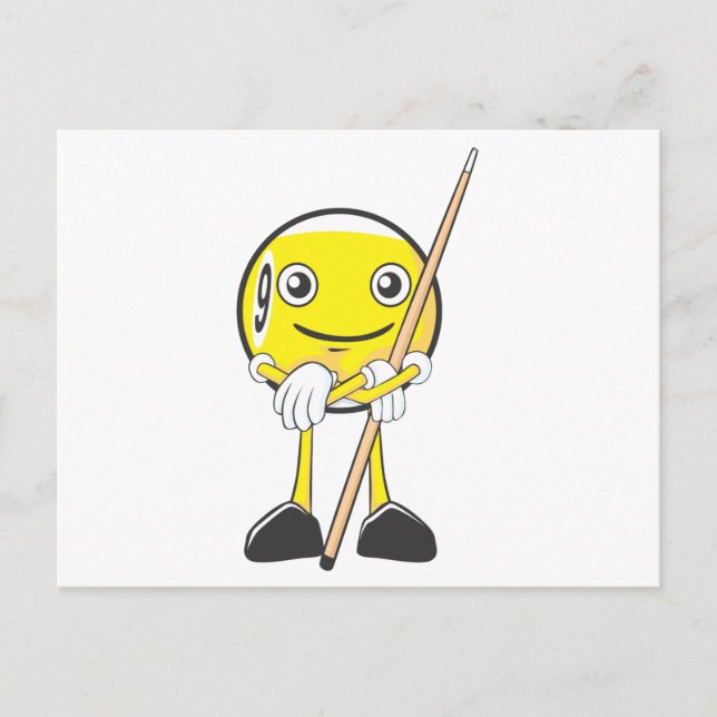 Lycklig Billiard Nine Boll Player Vykort (Framsida)