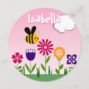 Lycklig Bin-Blomsterträdgården BIRTHDAG Inbjudningar