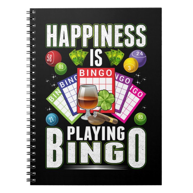 Lycklig Bingo Player Manar Women Funny Bingo Anteckningsbok (Framsidan)