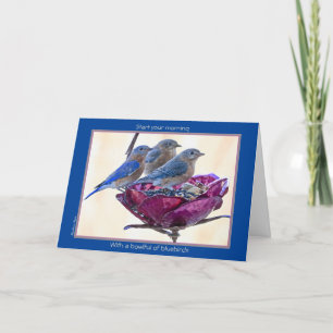 Lycklig BirdDay! Kort: Skadat bluebirds-kort Kort