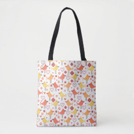 Lycklig Birds Print Tote Bag Tygkasse
