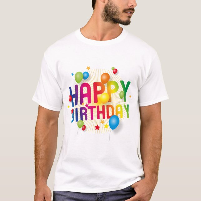 Lycklig Birtday T Shirt (Framsida)