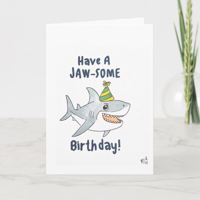 Lycklig Birthda har ett jawsome Birthday - Shark C Tack Kort (Framsida)