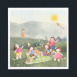 Lycklig Birthda Picnic Birthday Kids Garden Pappersservett<br><div class="desc">Den här roligten och den söta barnen napkins har en glatt picknick omgiven av natur, färskt luft och soligt himmel. Vi ser barn leka, en kitflygning, en ballong, en tårta, en gitarr, en picknick basket och en liten fågel sitta på en ballong. Se resten av samlingen, som även innehåller hämtningsbara...</div>