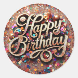 Lycklig Birthday i dag Glittere Sticker Runt Klistermärke