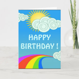 ’LYCKLIG’ BIRTHDAY’ RAINBOW HIMLAR KORT