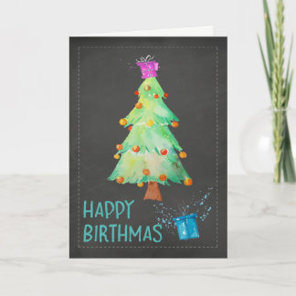 Lycklig Birthmas födelsedag på julfödelsedagkort Helgkort