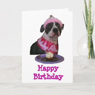 Lycklig Bithday Pit Bull Princess Kort