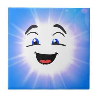 Lycklig blå man ansikte kakelplatta