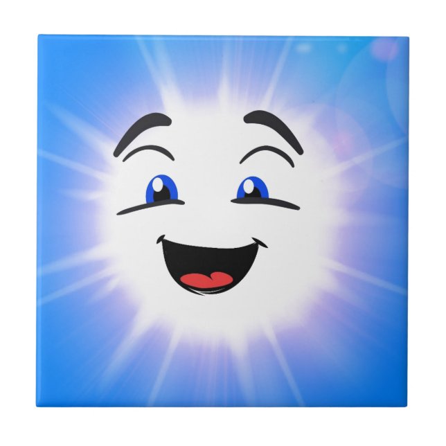 Lycklig blå man ansikte kakelplatta (Framsidan)